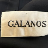 Galanos 70s Black Maxi Gown With Tie Up Bodice and Lattice Ruche Detailing LABEL PHOTO 6 OF 6