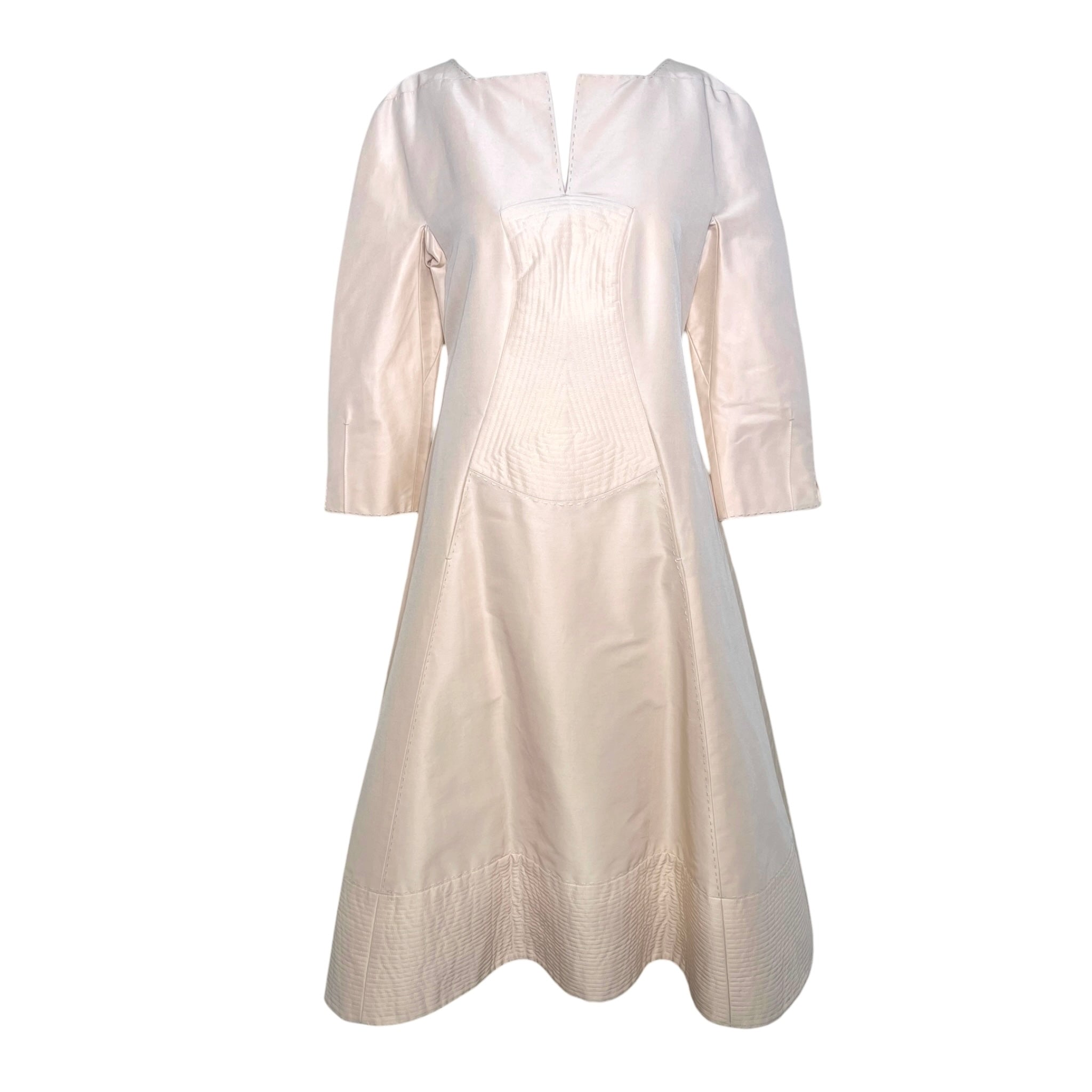 Chado Ralph Rucci S/S 2009 Champagne Silk Trapunto Dress, alone
