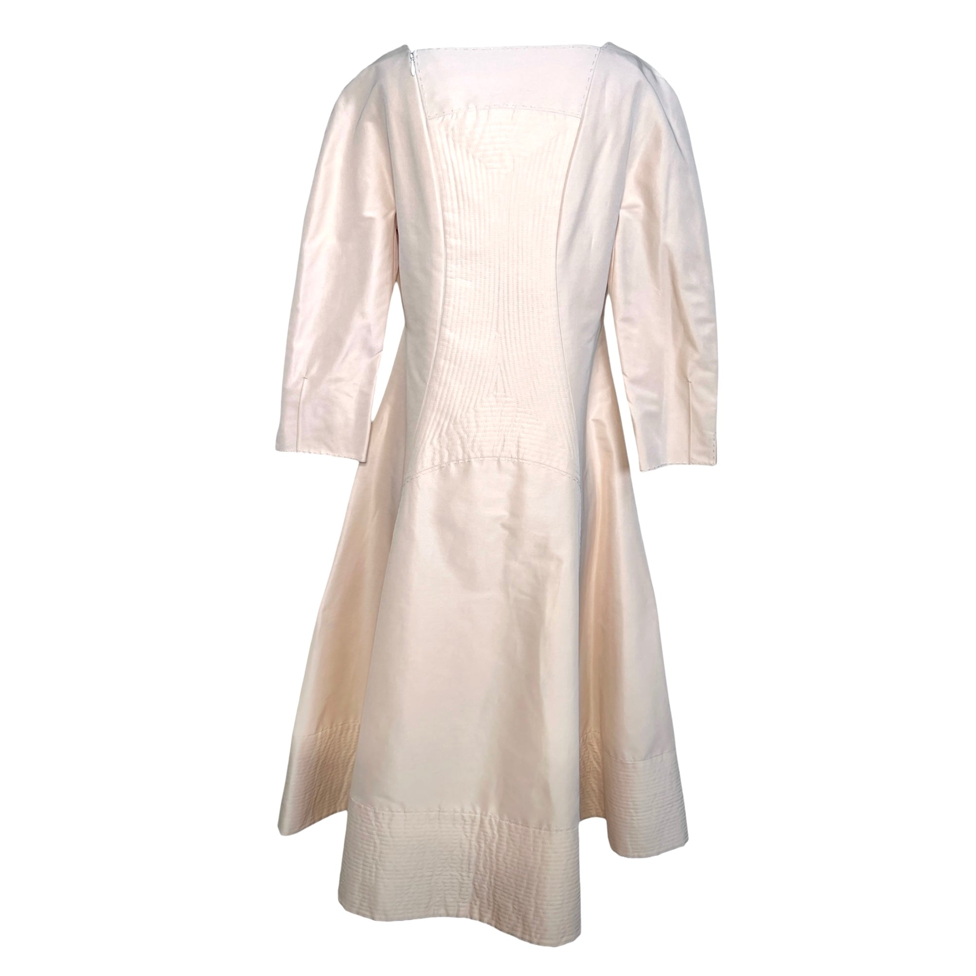Chado Ralph Rucci S/S 2009 Champagne Silk Trapunto Dress, back alone