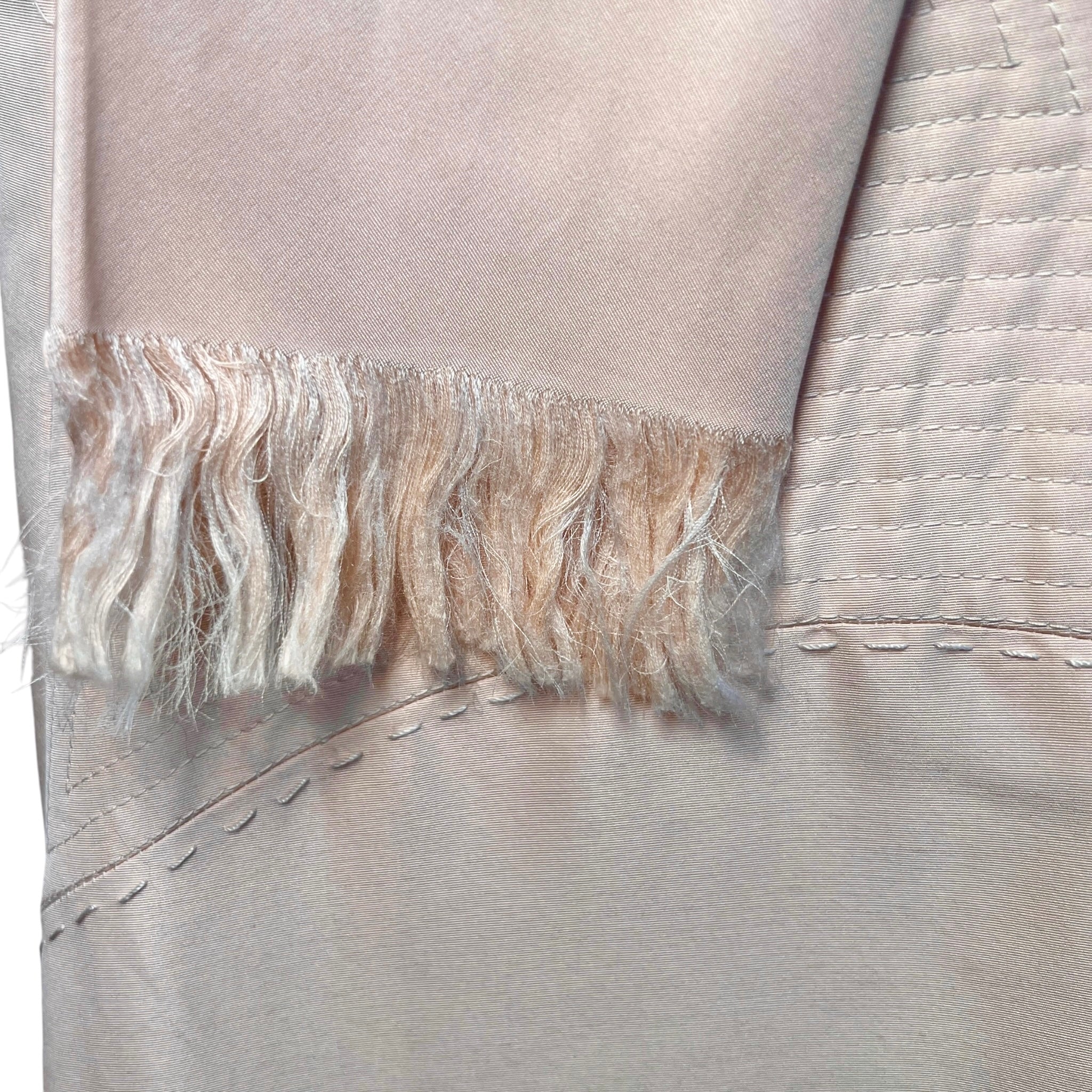 Chado Ralph Rucci S/S 2009 Champagne Silk Trapunto Dress, sash fringe