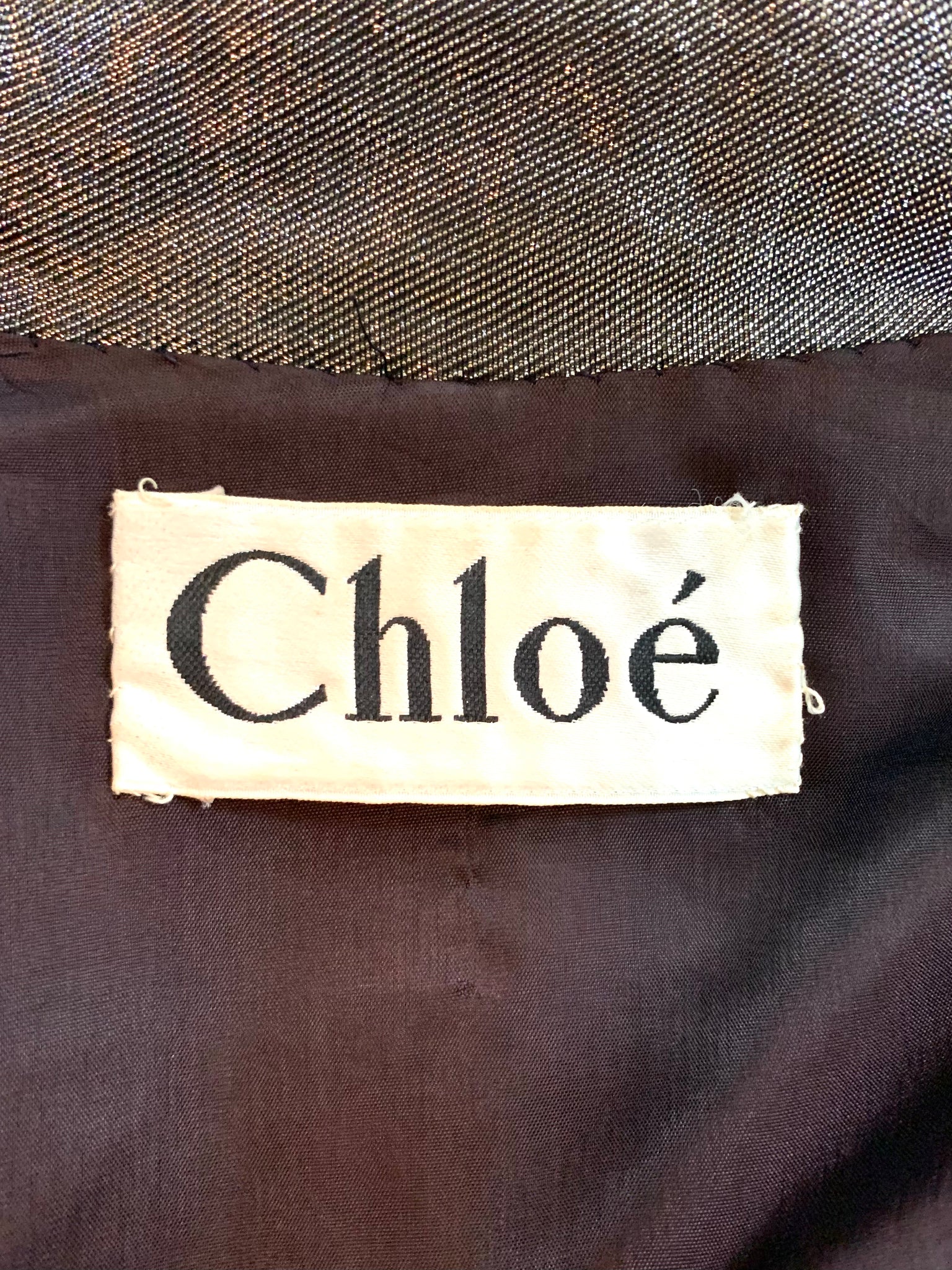 Chloé 80s Black Velvet Blazer with Lamé Embroidery LABEL 5 of 5
