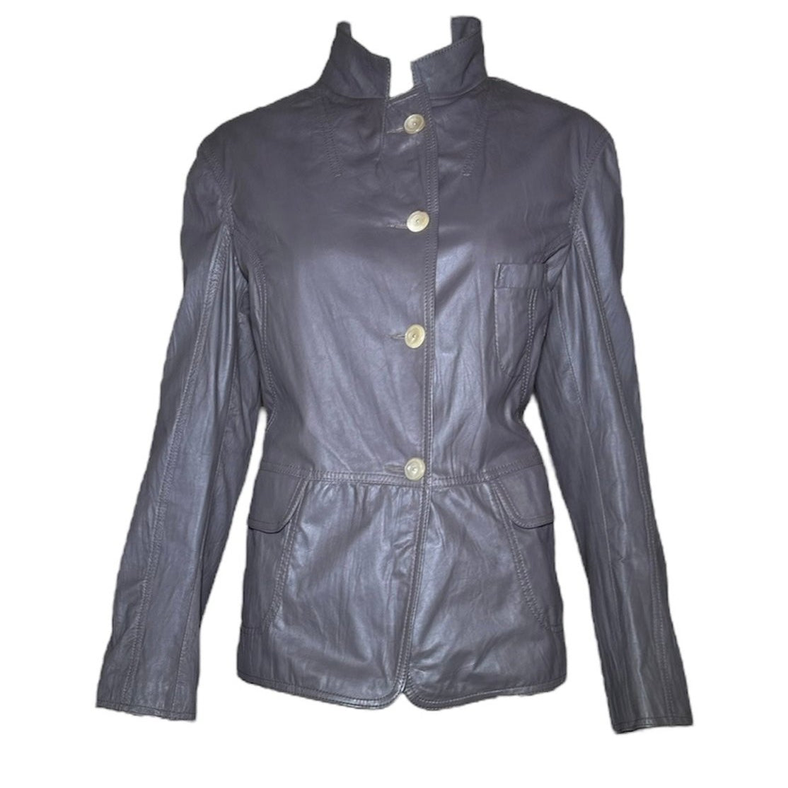 Jil Sander Grey Leather Jacket FRONT PHOTO 1 OF 6