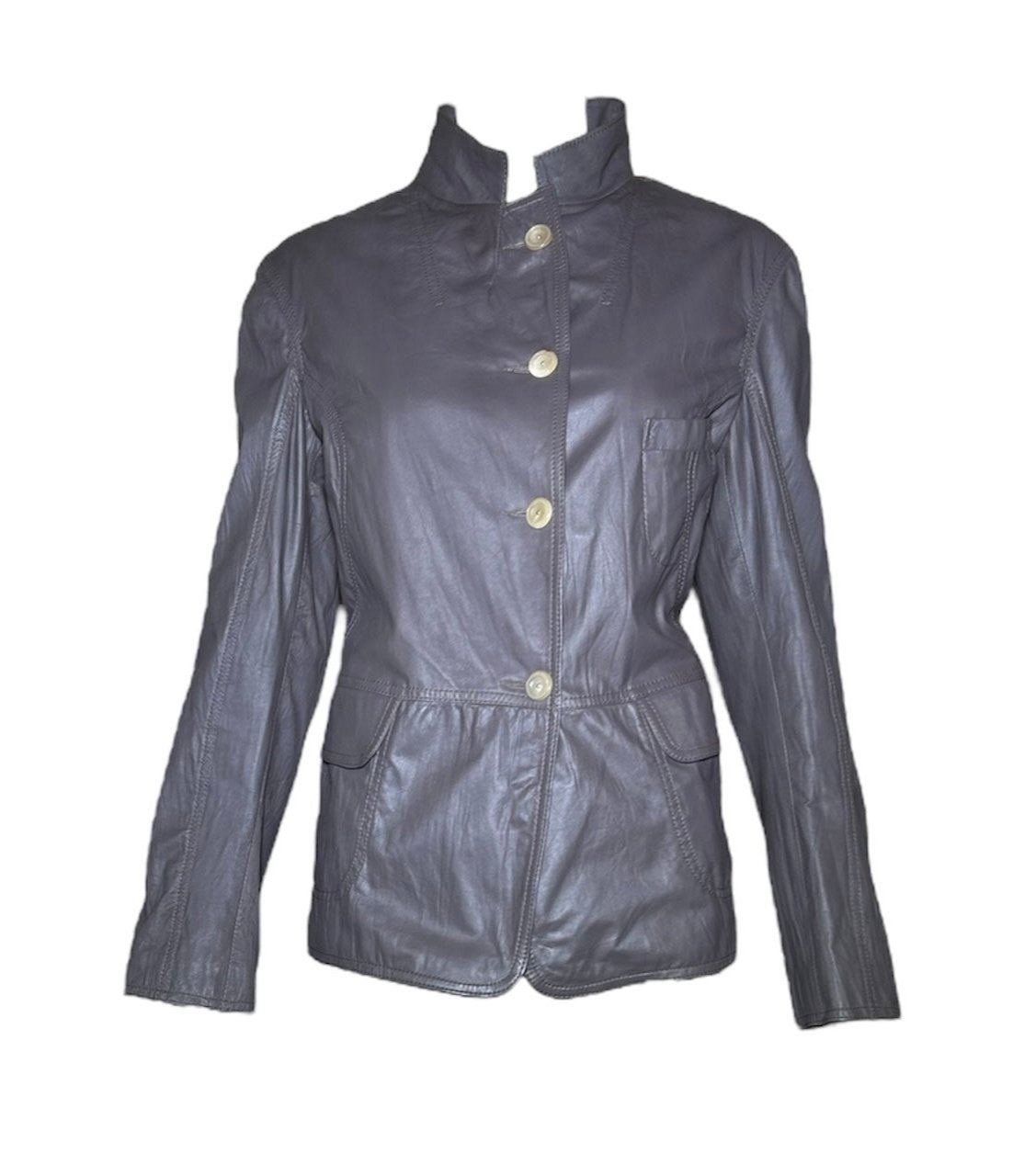 Jil Sander Grey Leather Jacket FRONT PHOTO 1 OF 6