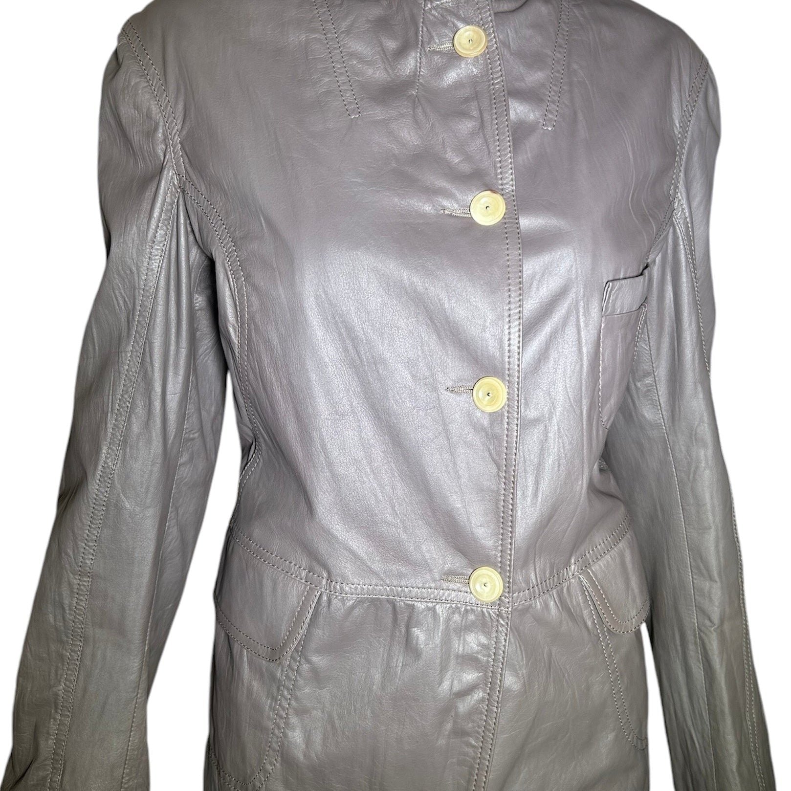 Jil Sander Grey Leather Jacket PROFILE PHOTO 2 OF 6