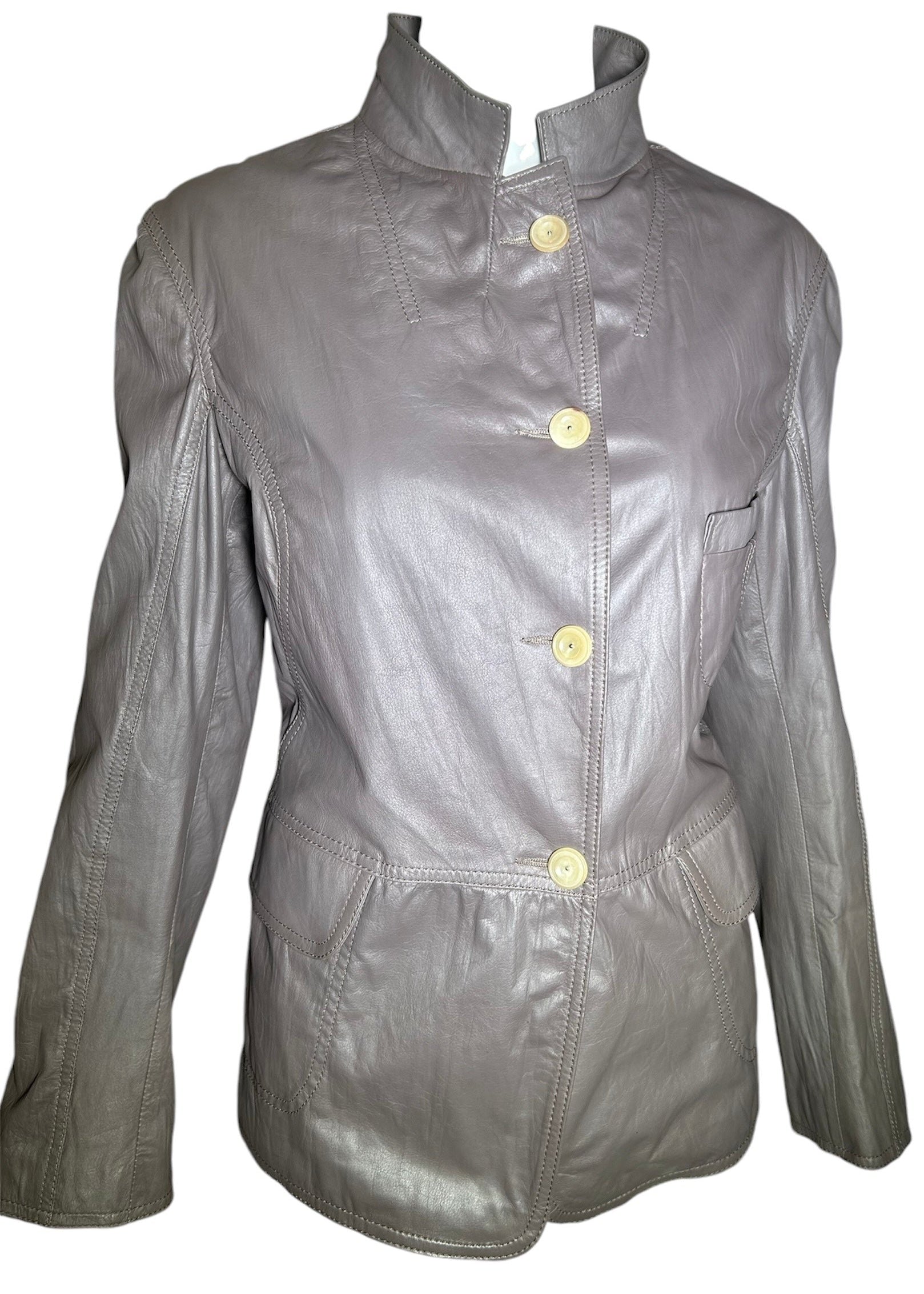 Jil Sander Grey Leather Jacket PROFILE PHOTO 2 OF 6