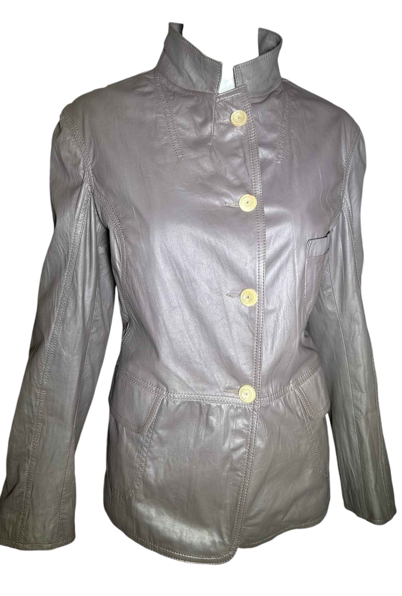 Jil Sander Grey Leather Jacket PROFILE PHOTO 2 OF 6