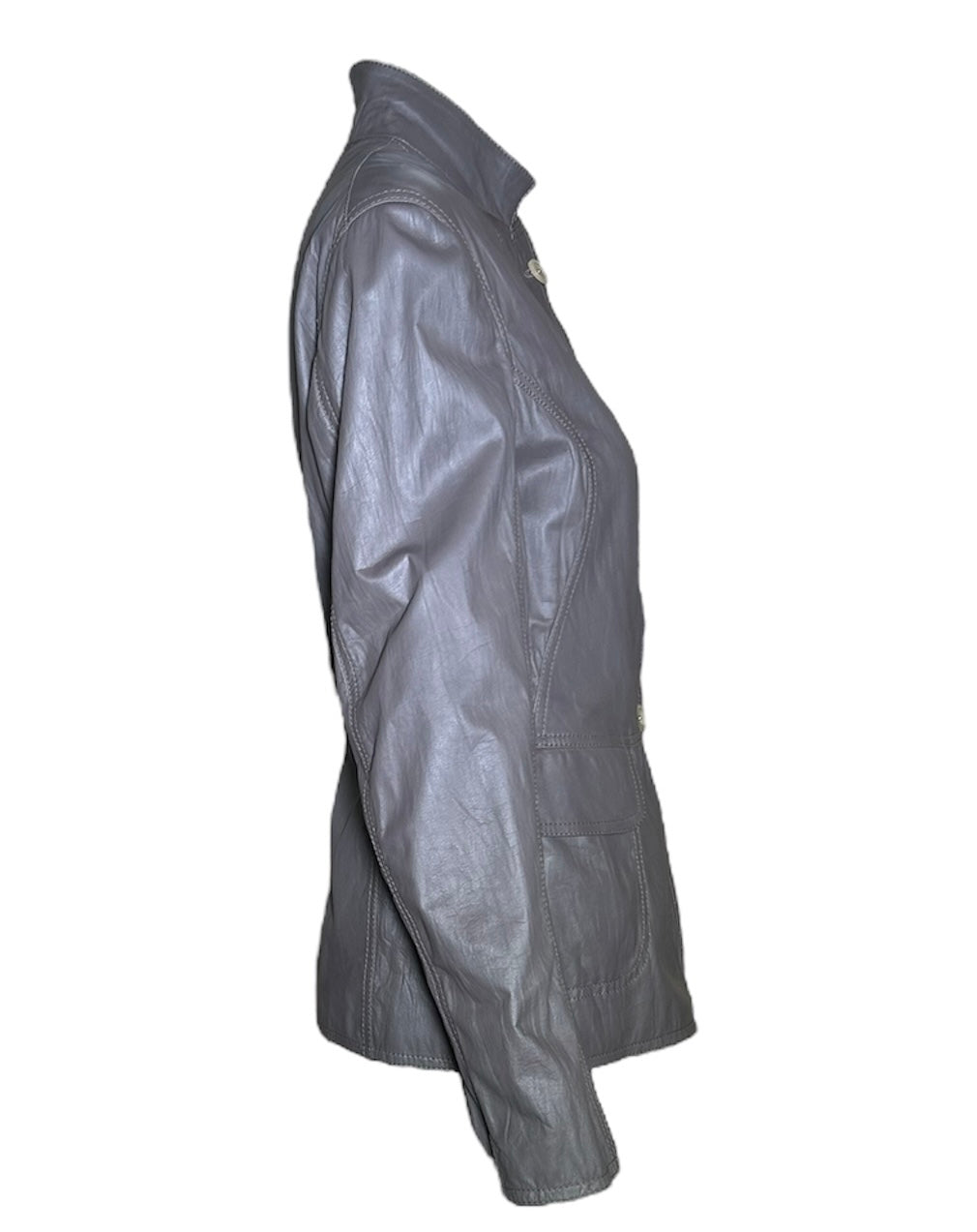 Jil Sander Grey Leather Jacket SIDE PHOTO 3 OF 6