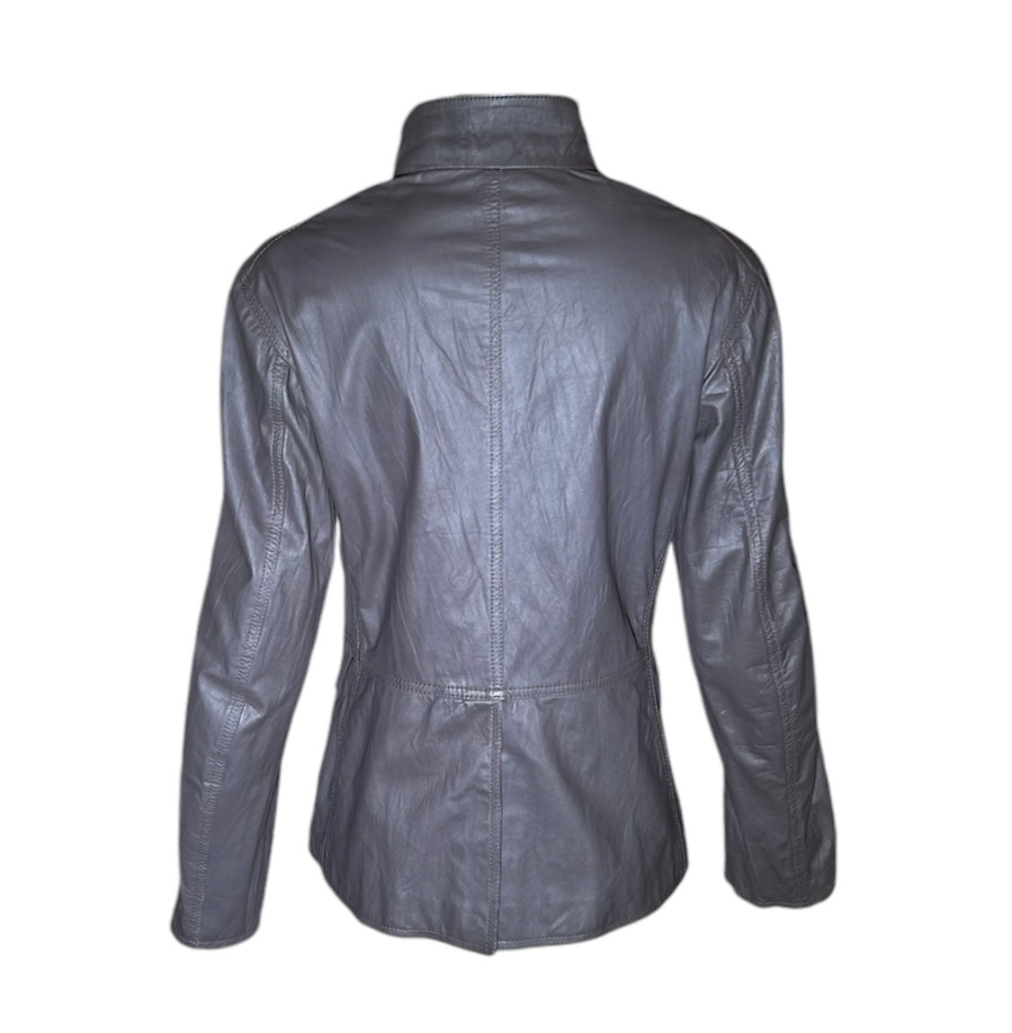 Jil Sander Grey Leather Jacket BACK PHOTO 4 OF 6