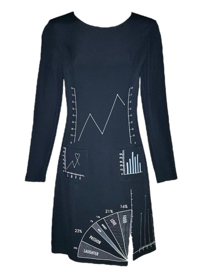 Moschino Cheap & Chic Novelty Charts Dress FRONT PHOTO 1 OF 8