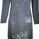 Moschino Cheap & Chic Novelty Charts Dress FRONT DETAIL PHOTO 4 OF 8