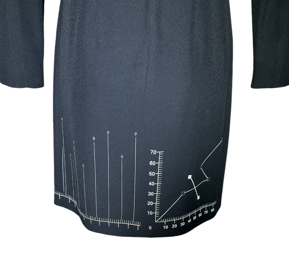 Moschino Cheap & Chic Novelty Charts Dress BACK DETAIL PHOTO 6 OF 8