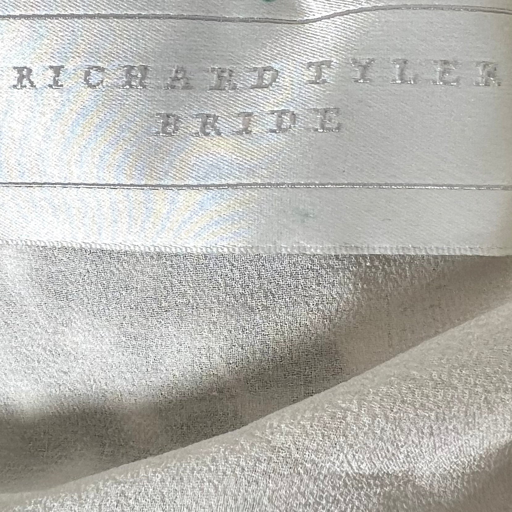 Richard Tyler Bride 1990's White Cut Out Column Gown w/Net Overlay, label