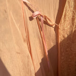 1930's Peach Lace and Silk Flutter Sleeve Dressing Gown TIE