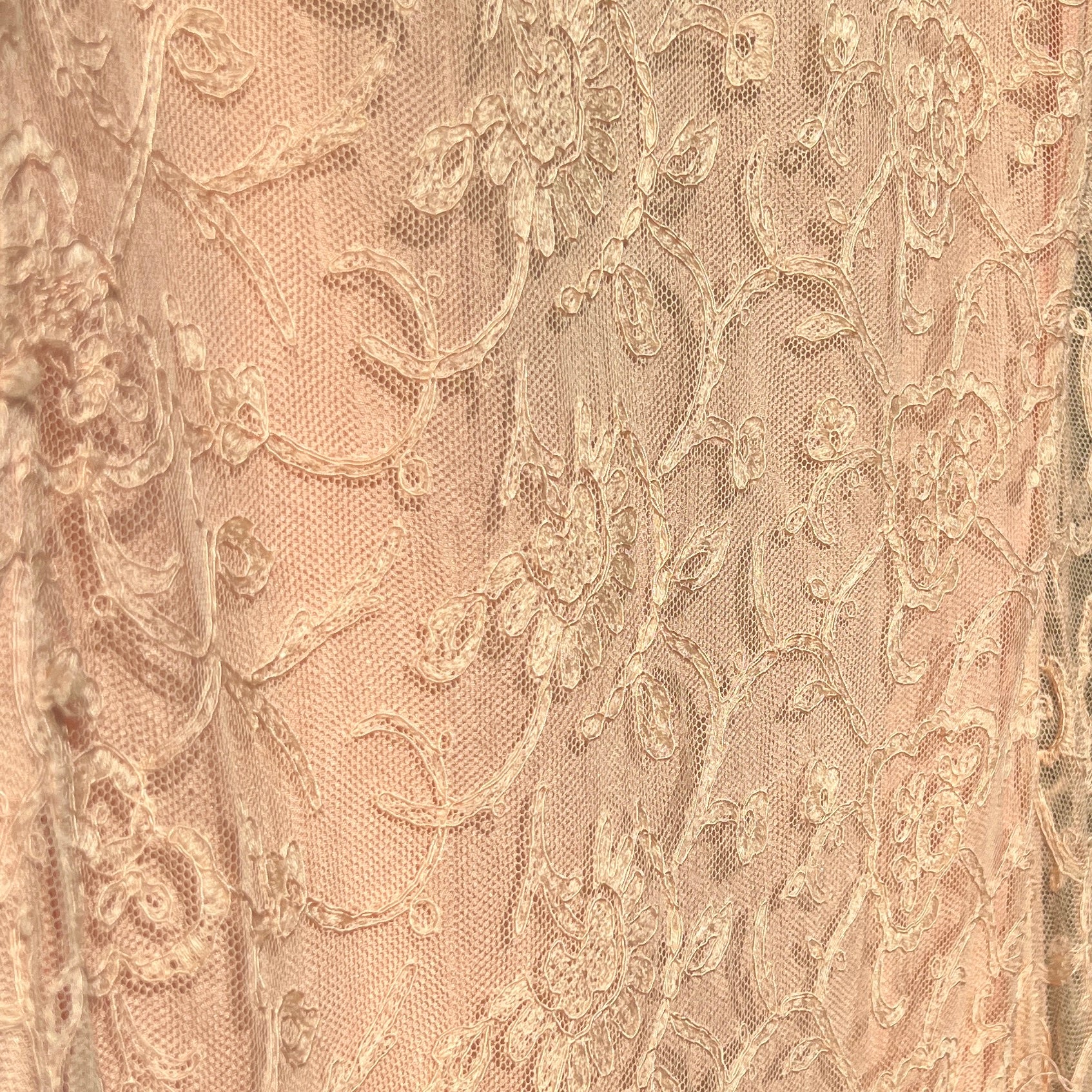 1930's Peach Lace and Silk Flutter Sleeve Dressing Gown LACE