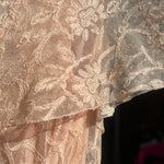 1930's Peach Lace and Silk Flutter Sleeve Dressing Gown DETAIL
