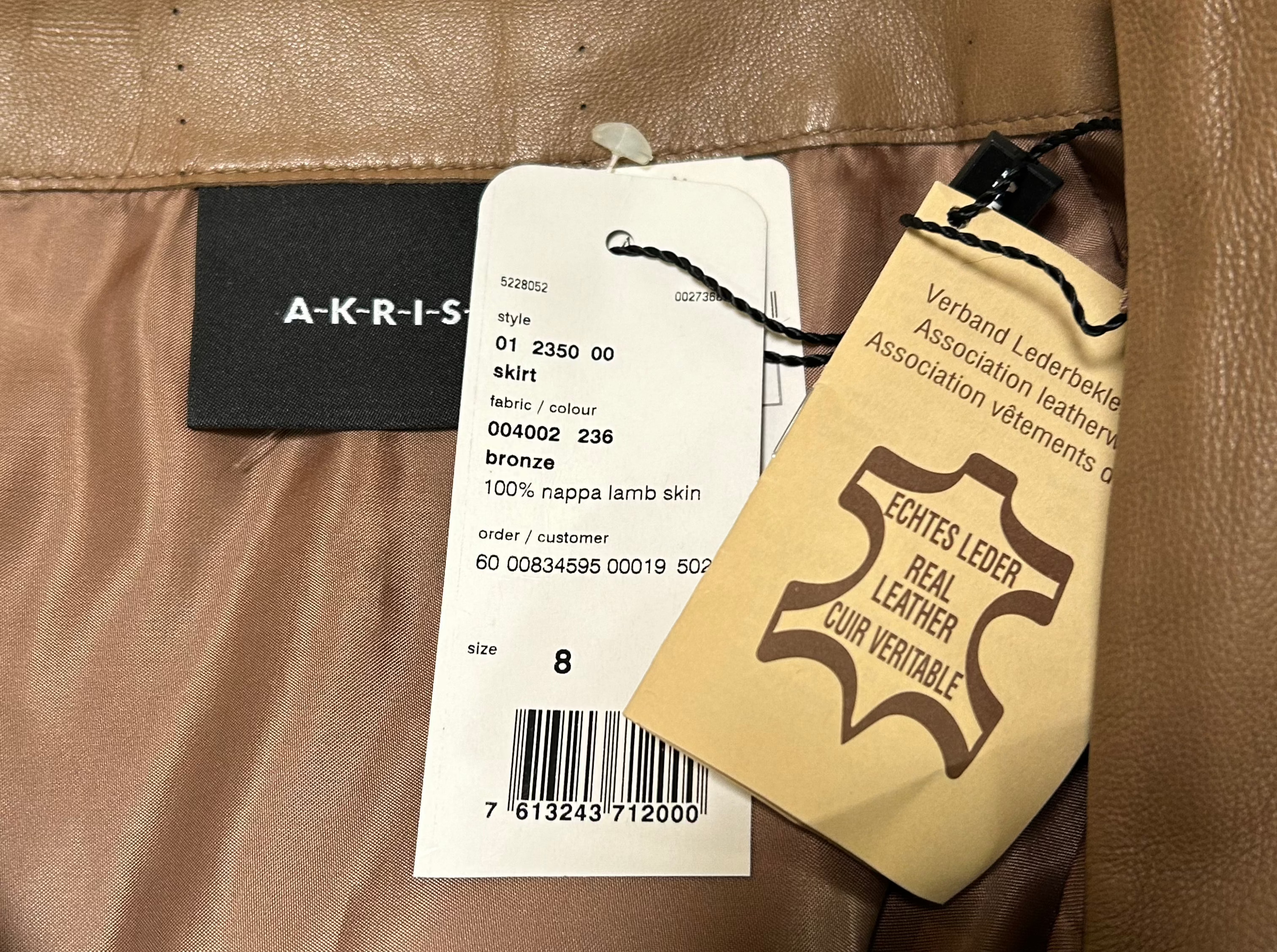 Akris Tan Leather Skirt TAG PHOTO 4 OF 4