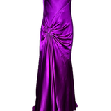 Bellville Sassoon Jewel Tone Purple Partial-Bias Cut Silk Gown FRONT PHOTO 1 OF 11