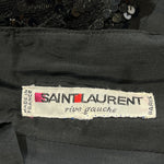 Saint Laurent 1980s Black Sequin and Lace Off Shoulder Mini Dress, label
