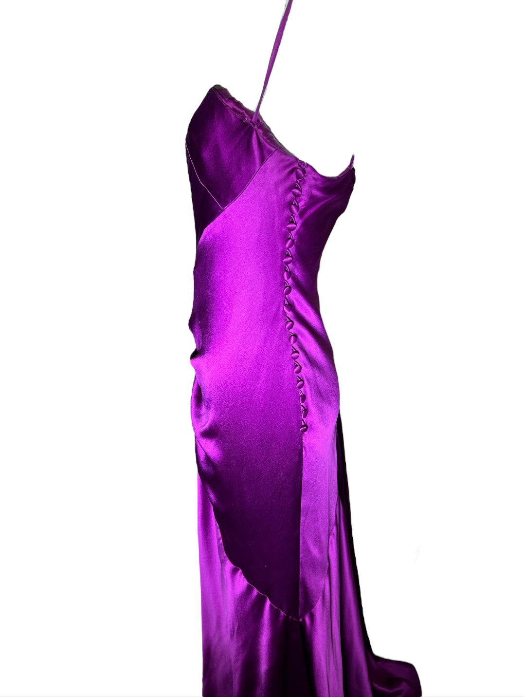 Bellville Sassoon Jewel Tone Purple Partial-Bias Cut Silk Gown SIDE PHOTO 6 OF 11