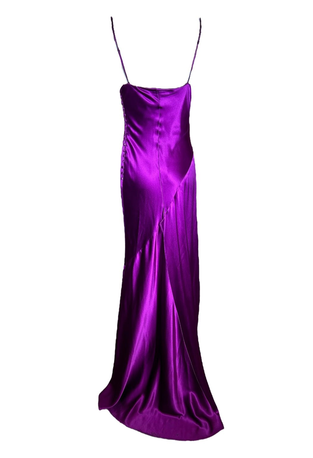 Bellville Sassoon Jewel Tone Purple Partial-Bias Cut Silk Gown BACK PHOTO 3 OF 11
