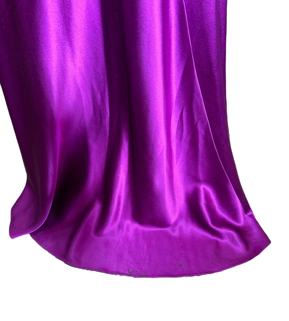 Bellville Sassoon Jewel Tone Purple Partial-Bias Cut Silk Gown BACK TRAIN MARKS FLAT PHOTO 9 OF 11