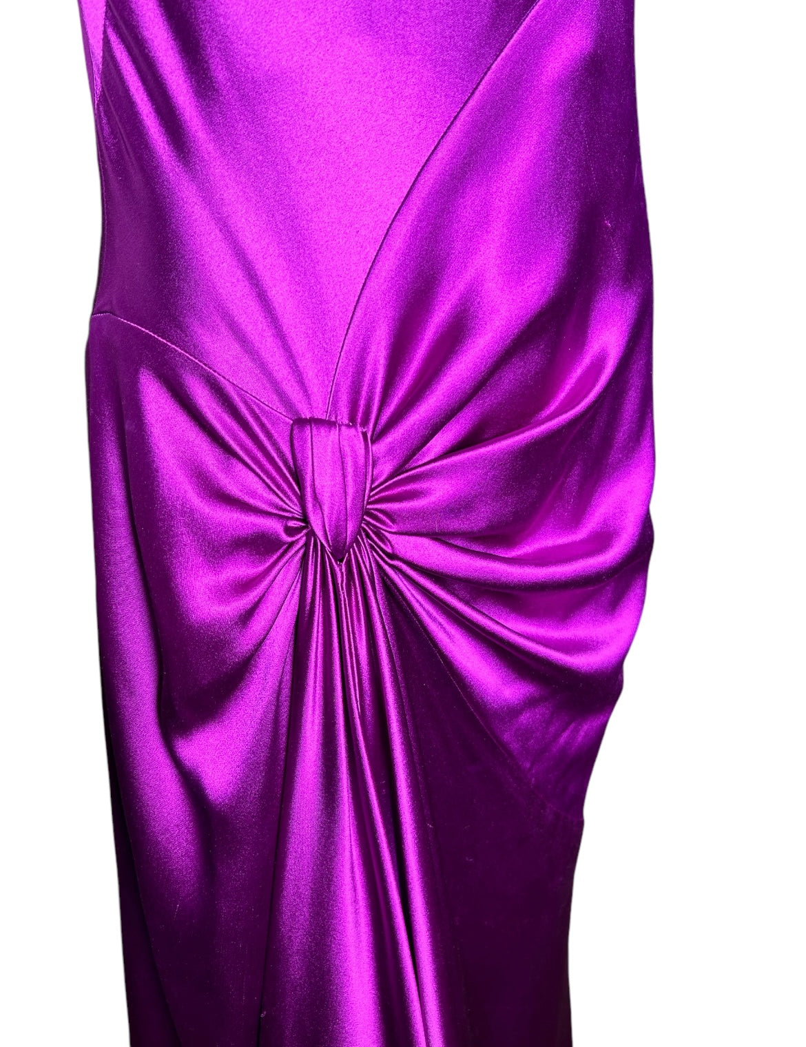 Bellville Sassoon Jewel Tone Purple Partial-Bias Cut Silk Gown DETAIL KNOT RUCHE PHOTO 2 OF 11