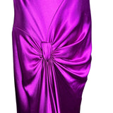 Bellville Sassoon Jewel Tone Purple Partial-Bias Cut Silk Gown DETAIL KNOT RUCHE PHOTO 2 OF 11