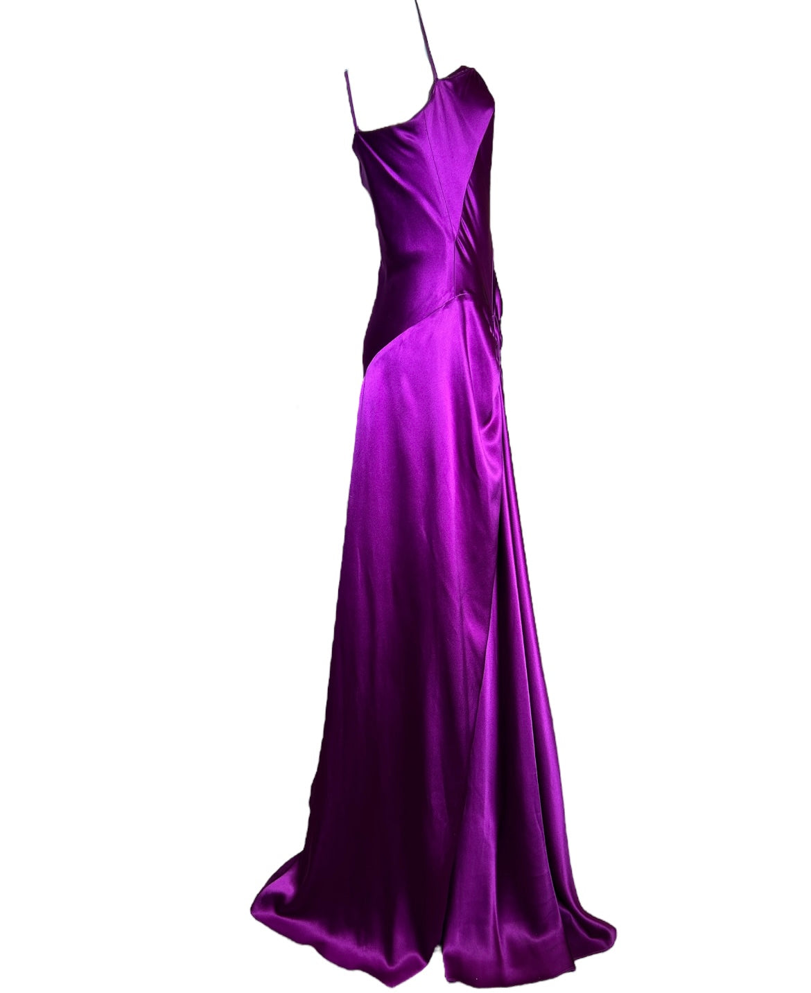 Bellville Sassoon Jewel Tone Purple Partial-Bias Cut Silk Gown SIDE PHOTO 4 OF 11