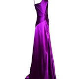 Bellville Sassoon Jewel Tone Purple Partial-Bias Cut Silk Gown SIDE PHOTO 4 OF 11