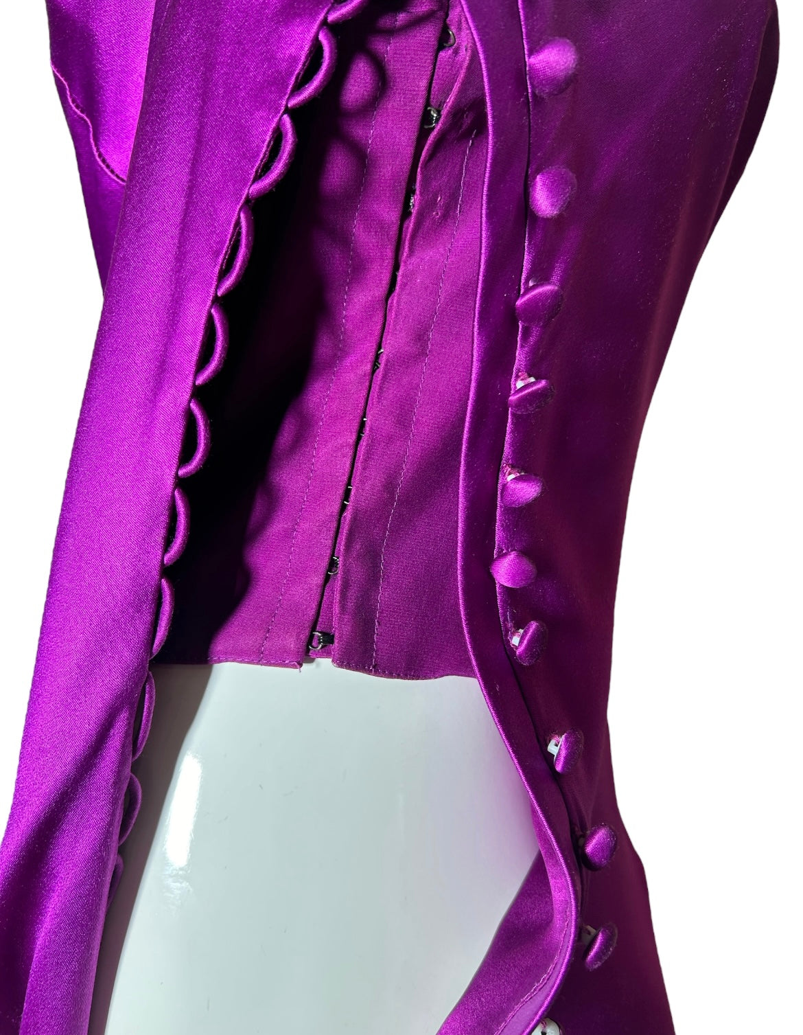 Bellville Sassoon Jewel Tone Purple Partial-Bias Cut Silk Gown INNER CORSET PHOTO 8 OF 11