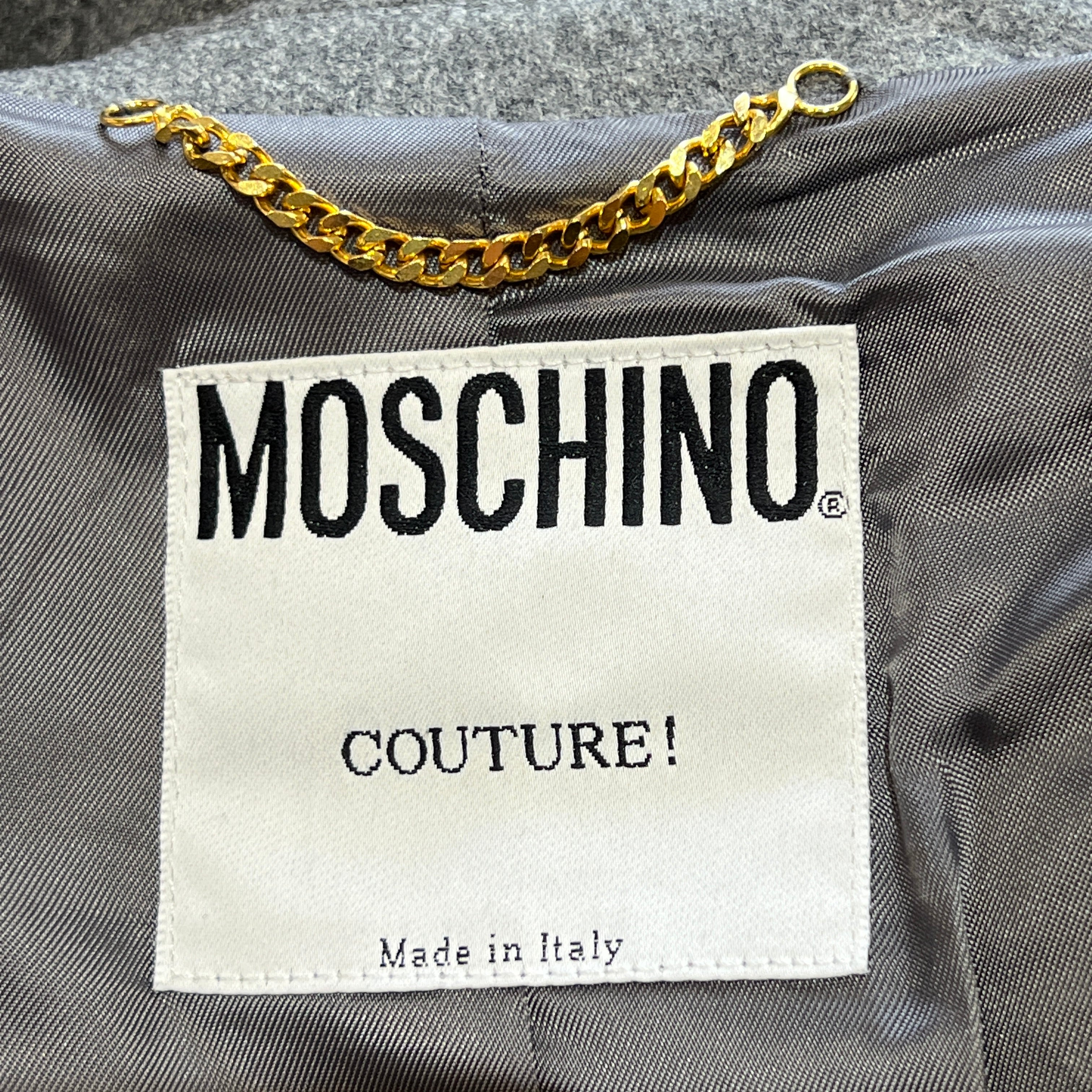 Moschino Couture 1990's Grey "Secret Desire" Skirt Suit, label