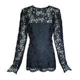 Yves Saint Laurent 1990s Black Guipure Haute Couture Lace Blouse FRONT PHOTO 1 OF 6