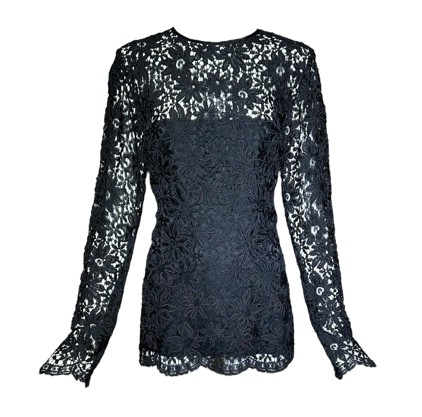 Yves Saint Laurent 1990s Black Guipure Haute Couture Lace Blouse FRONT PHOTO 1 OF 6