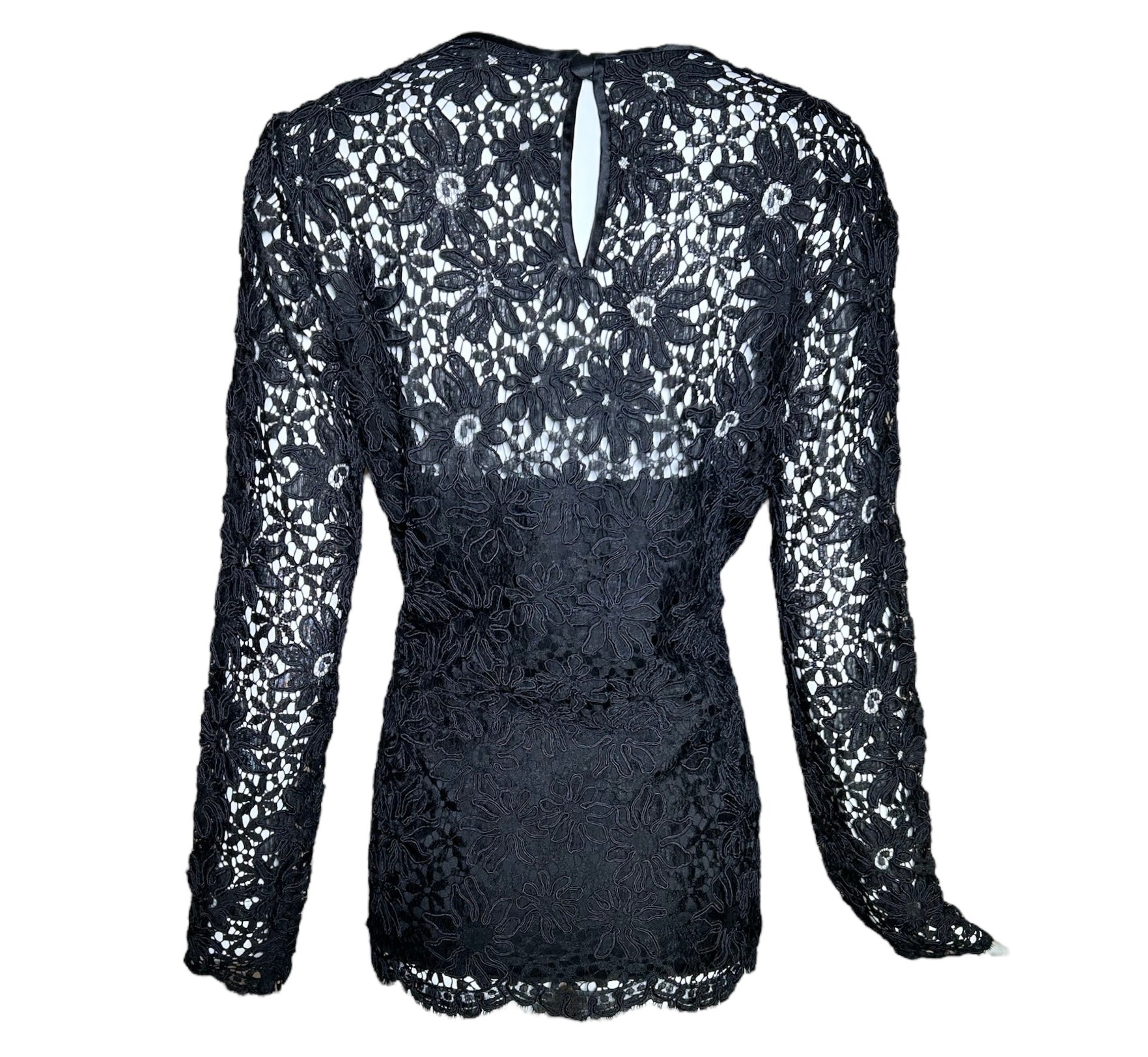 Yves Saint Laurent 1990s Black Guipure Haute Couture Lace Blouse BACK PHOTO 2 OF 6