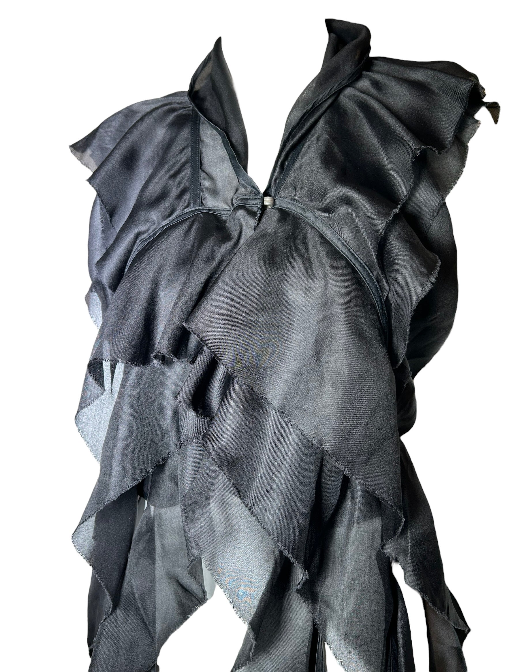 Revillon x Rick Owens Black Silk Spirals Opera Vest PROFILE PHOTO 2 OF 6