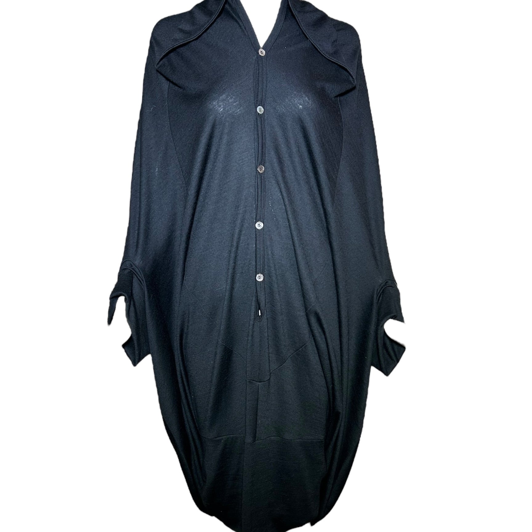 Junya Watanabe Comme Des Garcons F/W 2008 Black Wool Cocoon Dress FRONT PHOTO 1 OF 8