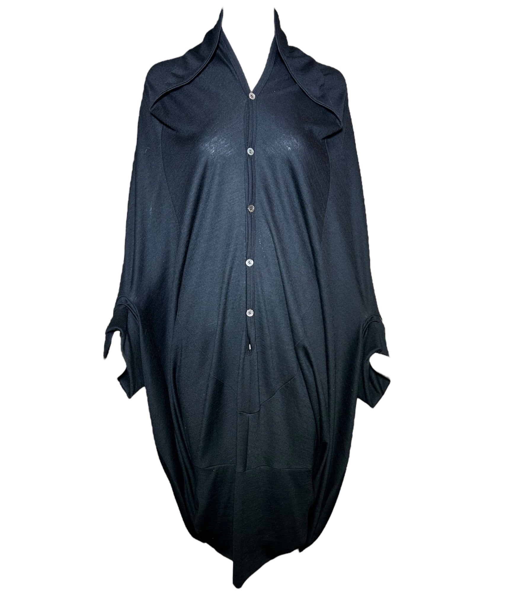 Junya Watanabe Comme Des Garcons F/W 2008 Black Wool Cocoon Dress FRONT PHOTO 1 OF 8