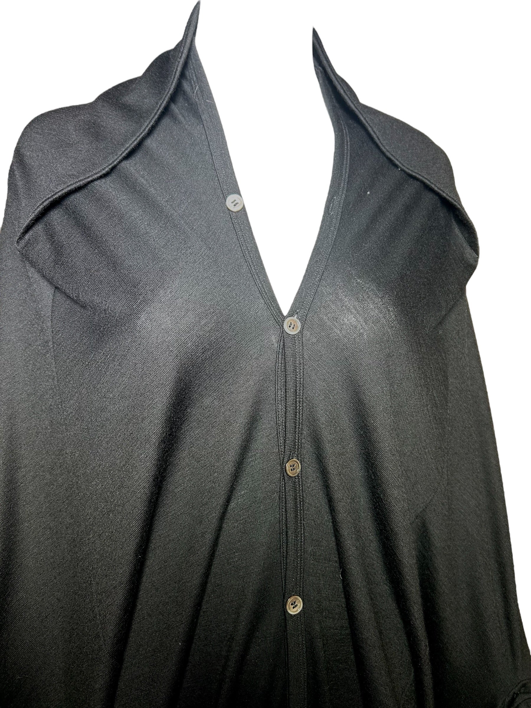 Junya Watanabe Comme Des Garcons F/W 2008 Black Wool Cocoon Dress DETAIL PHOTO FRONT 6 OF 8