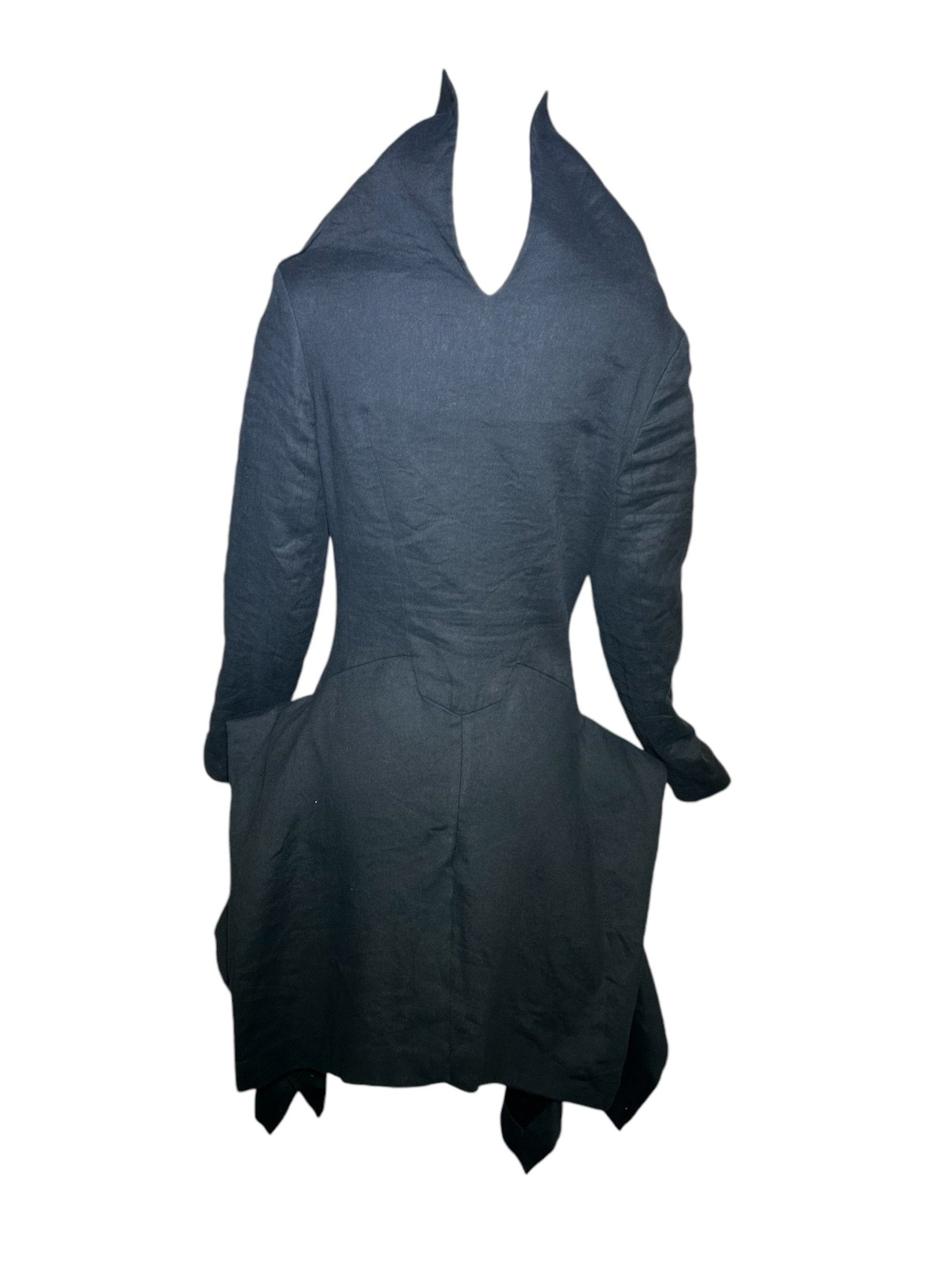 Roland Mouret Black Structured Flared Hip Coat Jacket BACK PHOTO 2 OF 6