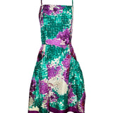 Oscar de la Renta 2010s Silk Purple Fit & Flare Dress w/ Maxi Shawl FRONT PHOTO DRESS 2 OF 6