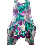 Oscar de la Renta 2010s Silk Purple Fit & Flare Dress w/ Maxi Shawl FRONT PHOTO WITH SHAWL 1 OF 6