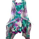 Oscar de la Renta 2010s Silk Purple Fit & Flare Dress w/ Maxi Shawl FRONT PHOTO WITH SHAWL 1 OF 6