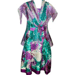 Oscar de la Renta 2010s Silk Purple Fit & Flare Dress w/ Maxi Shawl SHAWL ON SHOULDERS PHOTO 6 OF 6