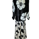 Galanos Incredibly Beaded Flower Ensemble with Maxi Silk Skirt BACK ENSEMBLE PHOTO 2 OF 12