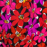 1989 Saint Laurent Magenta Silk Floral Print Dress Ensemble PRINT DETAIL