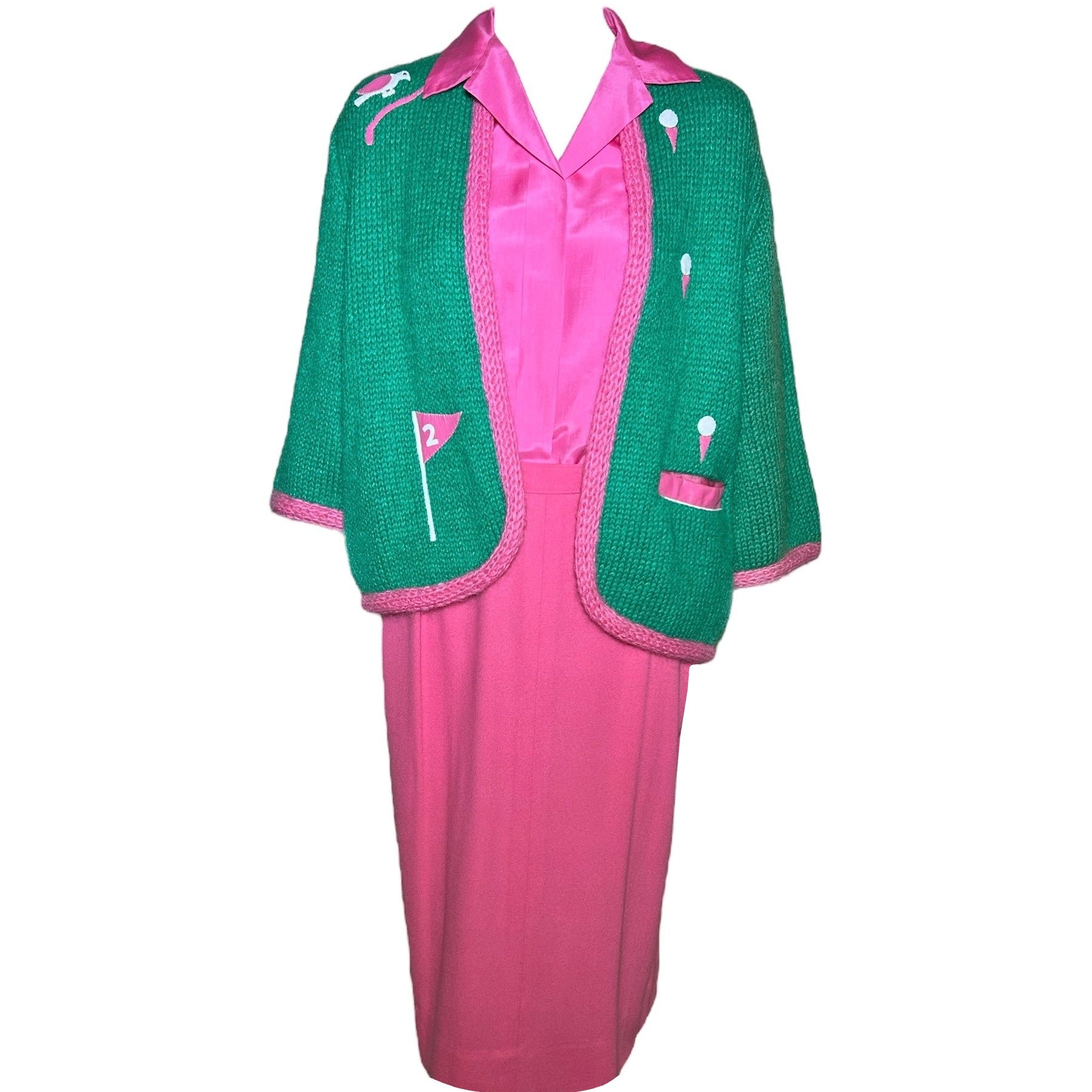 1950s Lee Herman 3-Piece Novelty Golf Ensemble Outfit with Knit Sweater FRONT ENSEMBLE PHOTO 1 OF 12