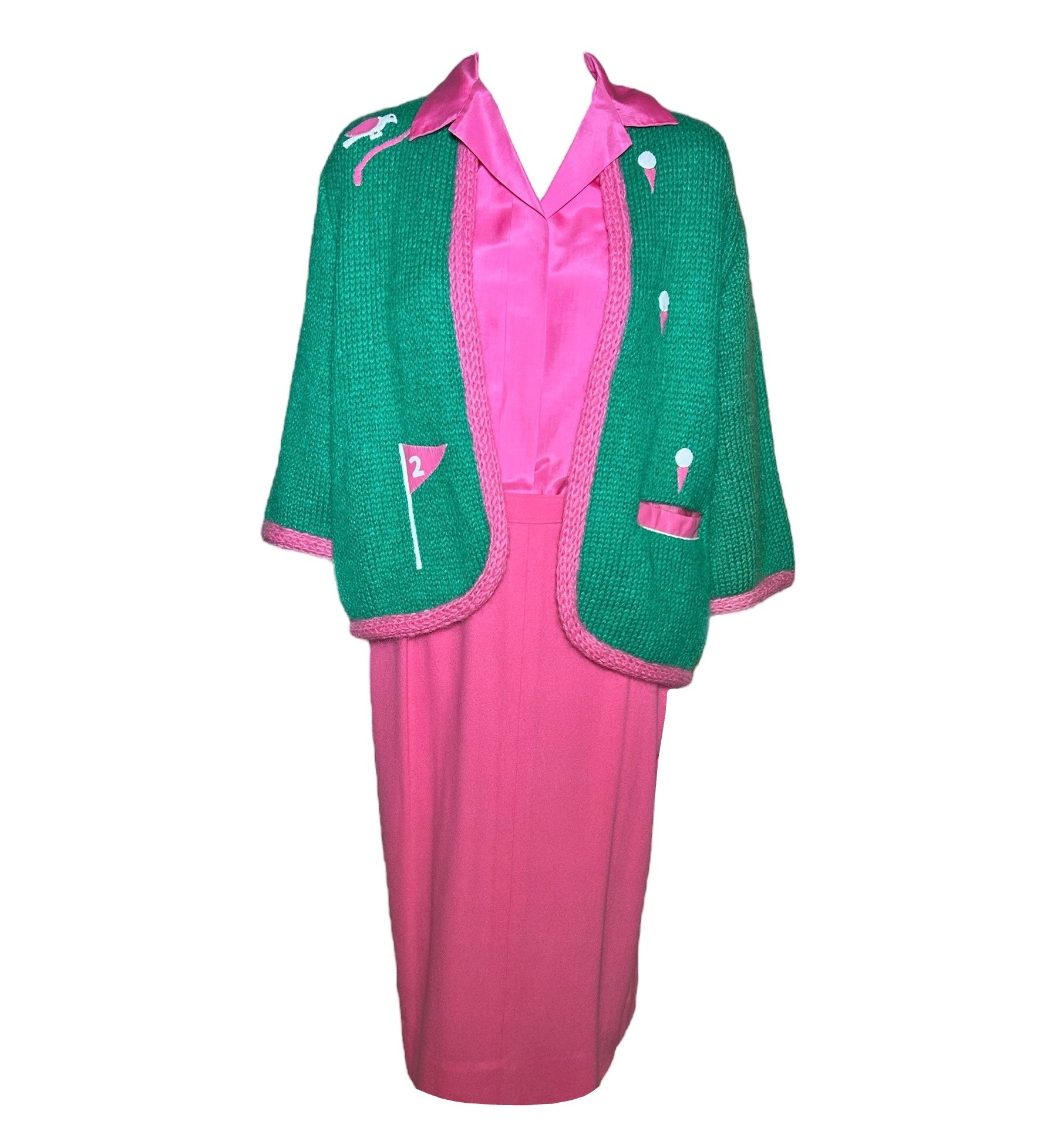 1950s Lee Herman 3-Piece Novelty Golf Ensemble Outfit with Knit Sweater FRONT ENSEMBLE PHOTO 1 OF 12