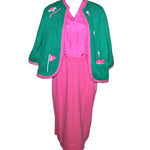 1950s Lee Herman 3-Piece Novelty Golf Ensemble Outfit with Knit Sweater SWEATER OVER SHOULDERS DRAPE PHOTO 5 OF 12