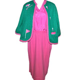 1950s Lee Herman 3-Piece Novelty Golf Ensemble Outfit with Knit Sweater SWEATER OVER SHOULDERS DRAPE PHOTO 5 OF 12