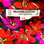 1989 Saint Laurent Magenta Silk Floral Print Dress Ensemble TAG DETAIL